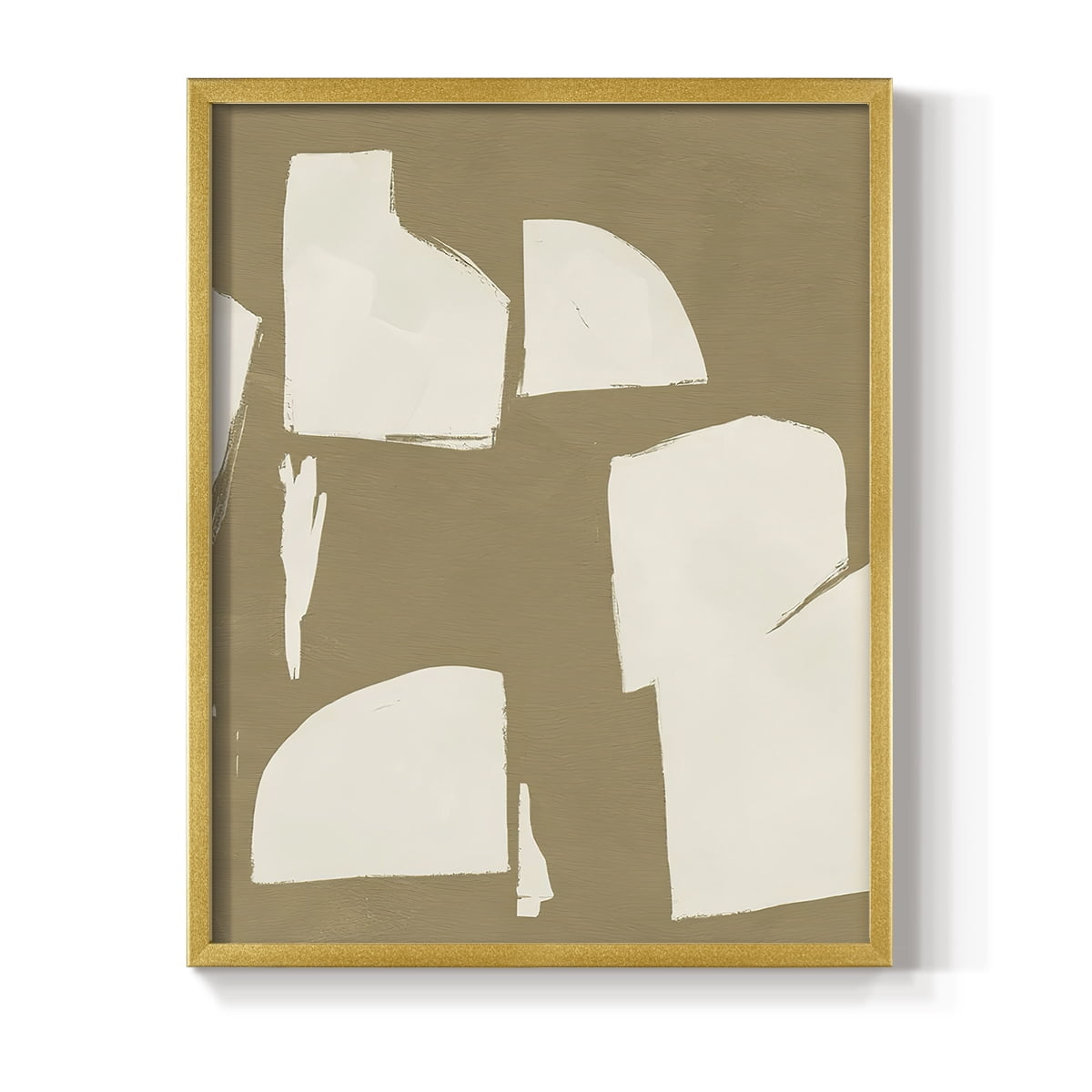 Chunky Abstract IV Framed Print in Gold Solid Wood Framed Print No Nail Hanging