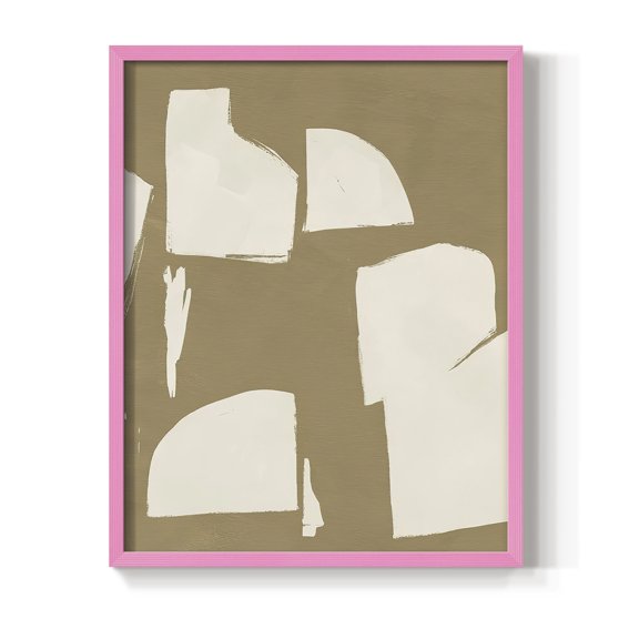 Chunky Abstract IV Framed Print in Pink Solid Wood Framed Print No Nail Hanging