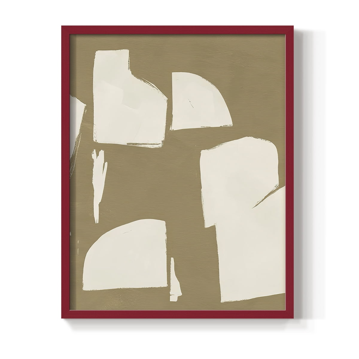 Chunky Abstract IV Framed Print in Red Solid Wood Framed Print No Nail Hanging