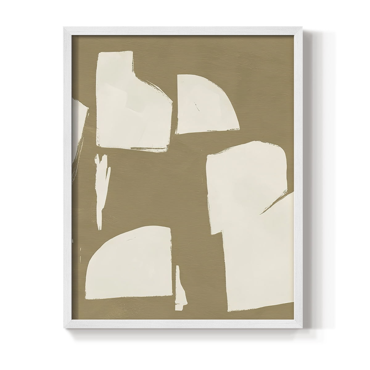Chunky Abstract IV Framed Print in White Solid Wood Framed Print No Nail Hanging