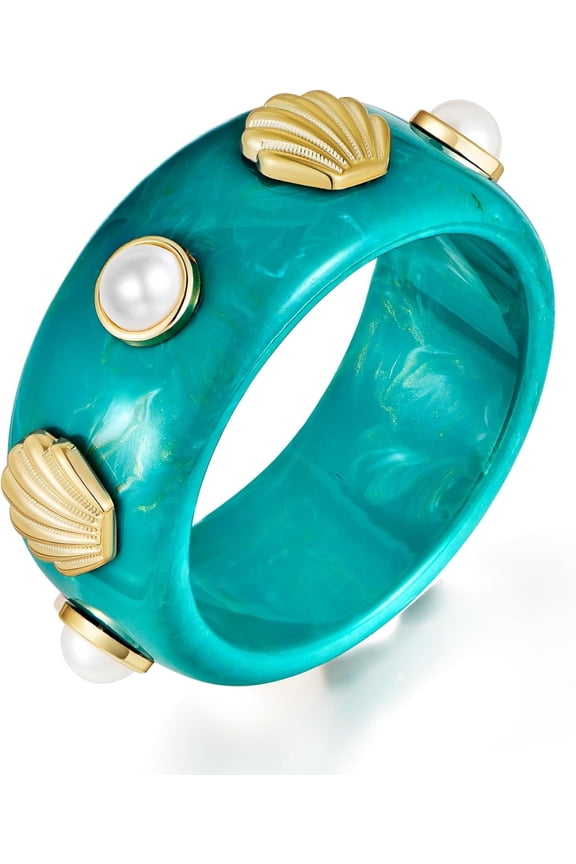 Chunky Acrylic Bangle Bracelets for Women Thick Brown Tortoise Shell Bracelet Chunky Ocean Seashell Acetate Resin Bangles Bold Statement Plastic Bracelets