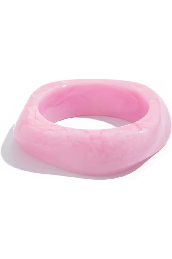 Chunky Acrylic Transparent Candy Color Geometric Round Cuff Bangle Bracelet Set for Women Resin Wristband Statement Jewelry