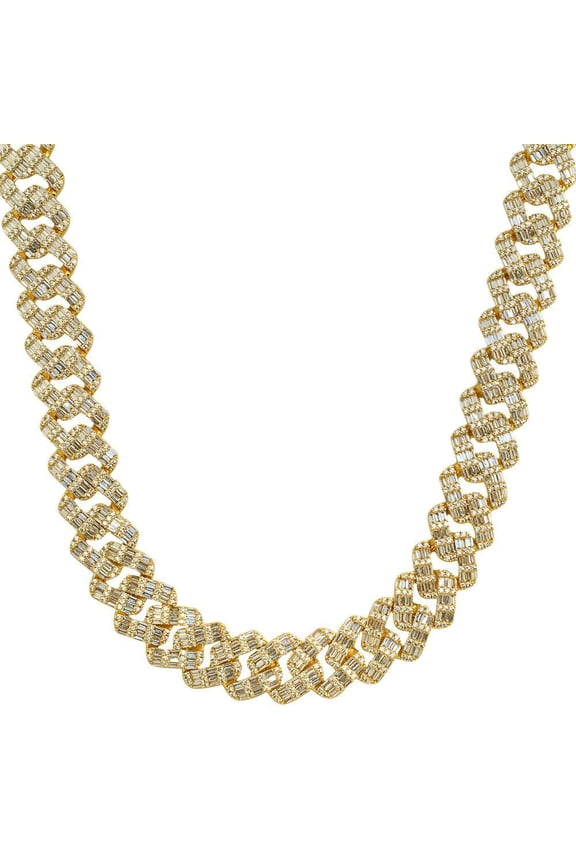 Chunky Baguette Cuban Link CZ Iced Out Chain