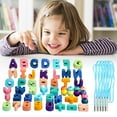 thumbnail image 1 of ​Chunky Bead Threading Kit for Ages 4+ - 12pc Large Wooden Beads w/ 2 Laces ,Fine Motor Skills Toy w/ Travel Case - ASTM F963 Certified​​ C, 1 of 5