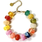 Chunky Beaded Bracelet for Women Dopamine Colorful Resin bangles Blue White Hot Pink Beaded Boho Bracelets Summer Rainbow Beach Vacation Jewelry Trendy Spring Summer Outfit Accessories