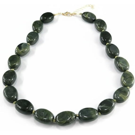 Chunky Beaded Choker Statement Necklace for Women - Acrylic Large Oval Waterdrop Geometric Beads Adjustable Chain Link Collar Strand Necklaces Exaggerated Boho Vacation Beach Jewelry Wedding Party