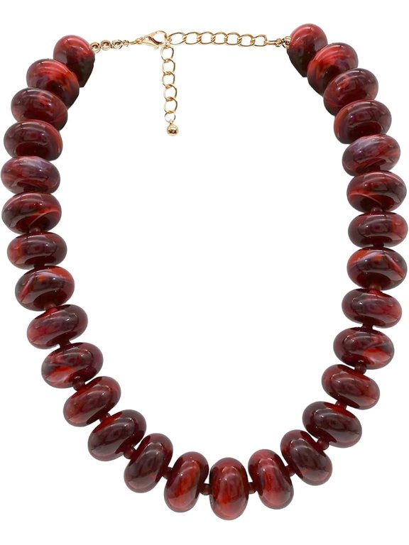 Chunky Beaded Necklace for Women Large Big Bead Choker Necklaces Trendy Boho Bold Statement Beads Neck Summer Jewelry Accessories