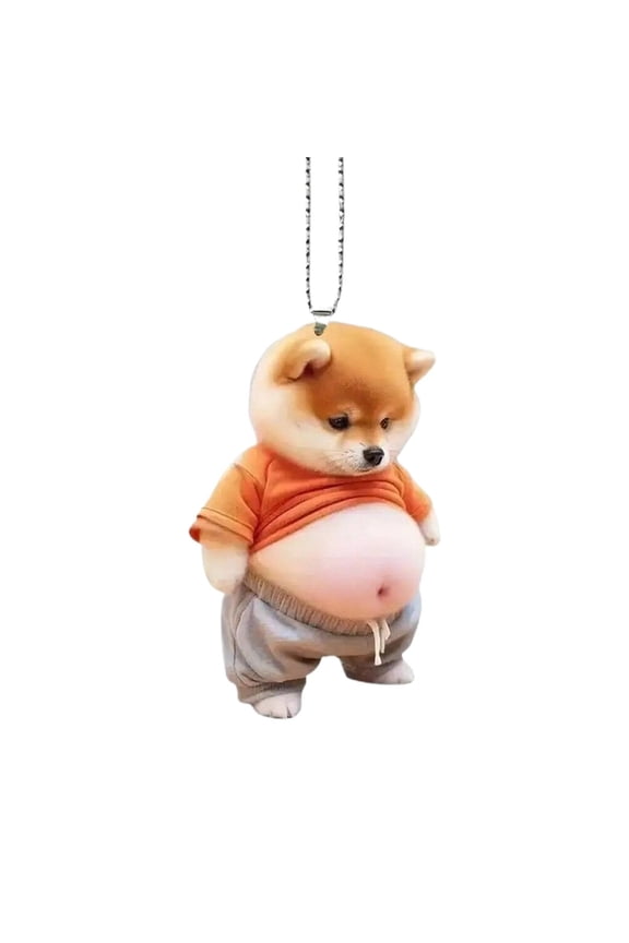 Chunky Belly Cat Car Charm & Keychain His Belly! Fun Dog/Cat Keychain Car Charm With A Big Belly