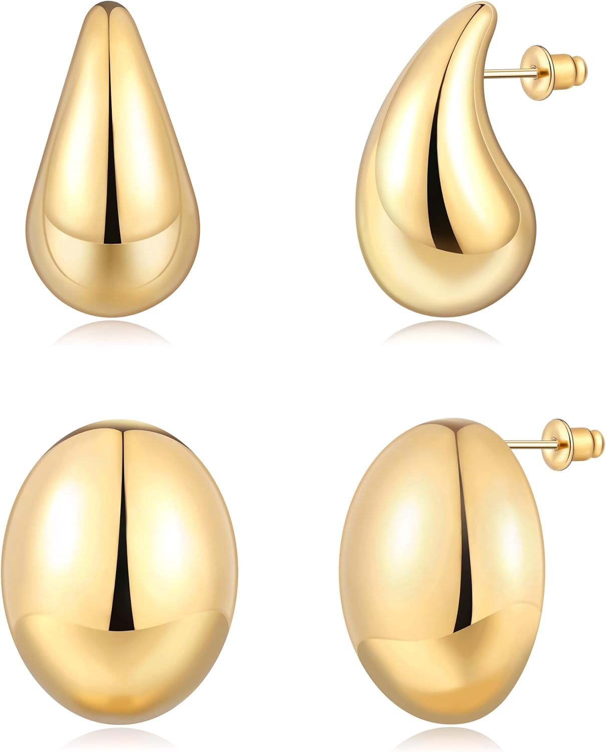 Chunky Best Gold Earrings for Women Teardrop Dupes Sizeable Drop Earrings 18K Gold Plated Statement Earrings Current Jewelry for Women[o330]