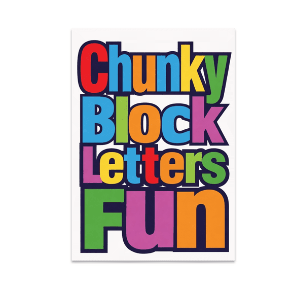 Chunky Block Letters Fun Wall Decor - Colorful Typography Enthusiast - 13x19 Poster Print