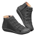 thumbnail image 1 of Chunky Boots For Women Flat Boots Ankle Boots for Women 2025 Arch Support Fashion No Heel Lace Up Side Zipper Retro Booties Fall Spring Winter, 1 of 6