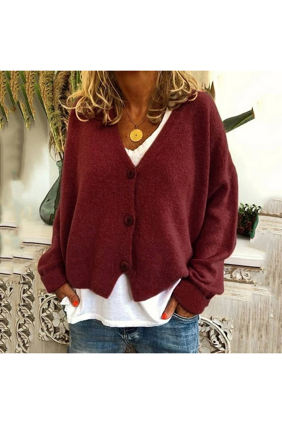 Chunky Cardigan Sweaters for Women Cotton Ribbed Knit Button Down Long Sleeve Loose Jackets Solid Color Drop Shoulder Comfy Sweater Coats 2025 Fall Winter Trendy Outerwear