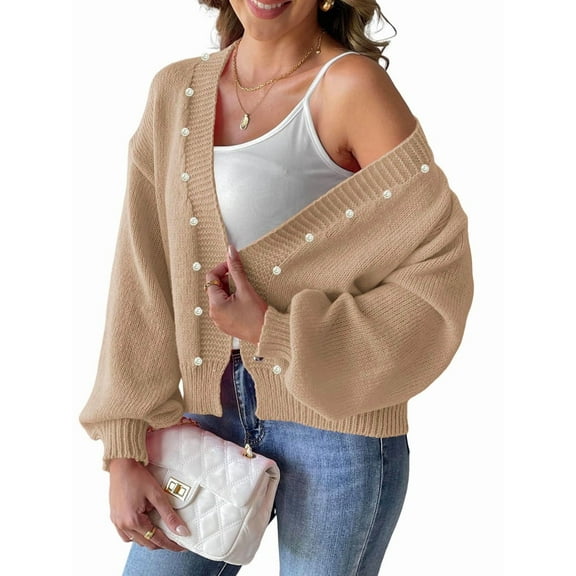Chunky Cardigan Sweaters for Open Front Cardiagn Casual Soft Knitted Business Sweaters Khaki M