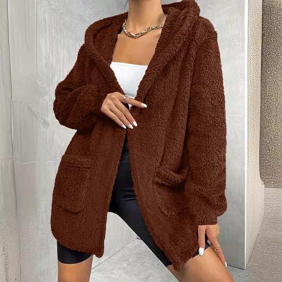 Chunky Cardigan Sweaters for Women Casual Open Front Fuzzy Comfy Outerwear Jacket with Pockets