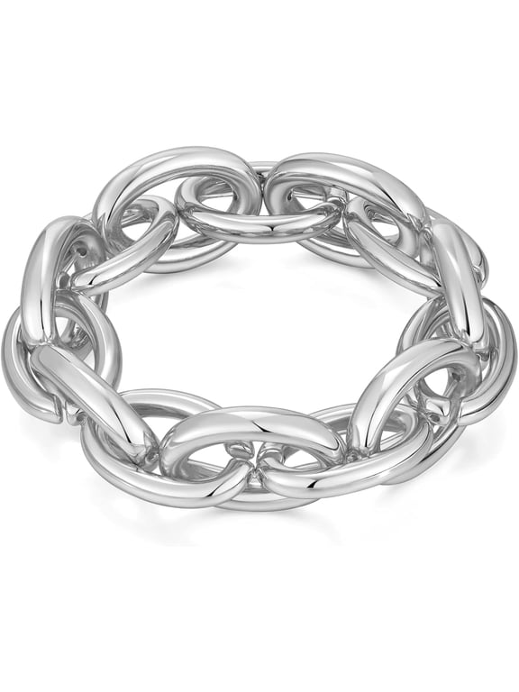 Chunky Chain Bracelet for Women Adjustable Elastic Stretch Link Bracelets Thick Chunky Link Statement Bracelet Gold/Silver