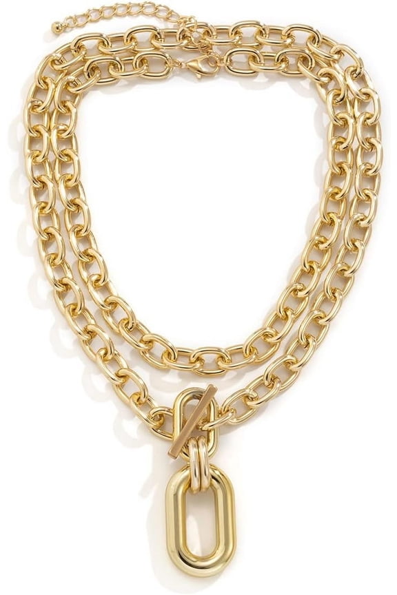 Chunky Chain Choker Necklaces - Gold Layered Cuban Link Necklace for Women