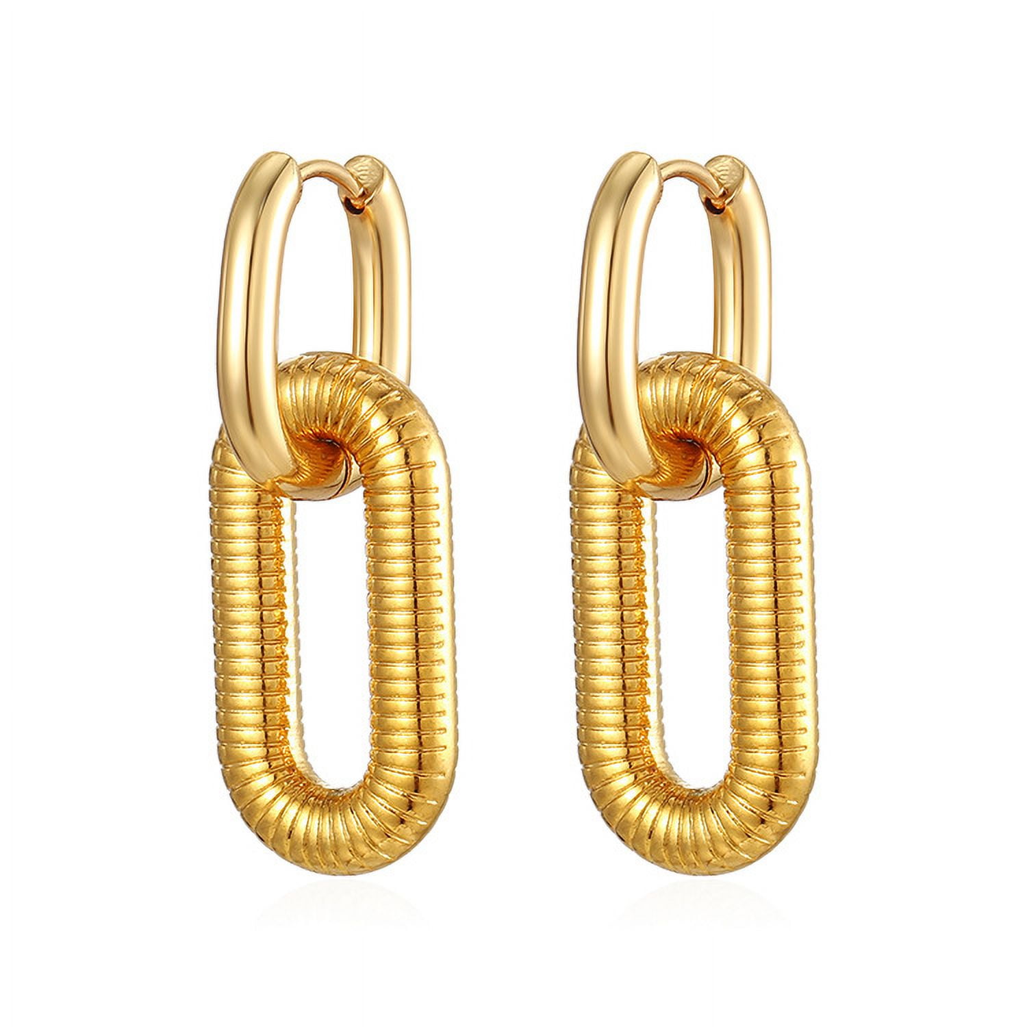 Chunky Chain Link Hoop Earrings for Women Gold or Silver Stainless Steel Ginger Lyne Collection