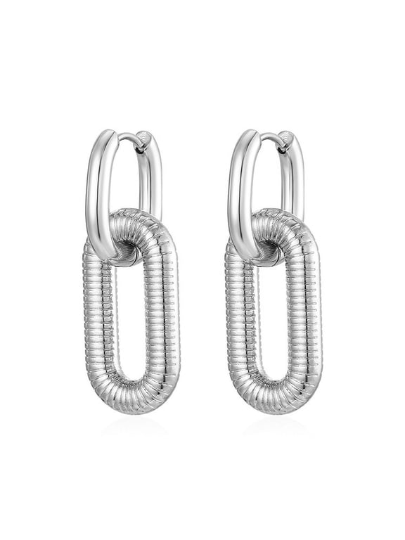 Chunky Chain Link Hoop Earrings for Women Gold or Silver Stainless Steel Ginger Lyne Collection