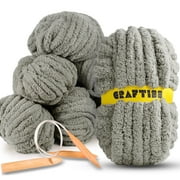 Craftiss Chunky Chenille Yarn for Crochet 8 Rolls - Jumbo 7 Weight (27 Yds, 8 oz Skein) Bulky Thick Crochet Knit Blanket Chunky Yarn for Hand Knitting