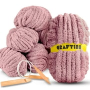 Craftiss Chunky Chenille Yarn for Crochet 8 Rolls - Jumbo 7 Weight (27 Yds, 8 oz Skein) Bulky Thick Crochet Knit Blanket Chunky Yarn for Hand Knitting