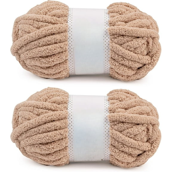 Chunky Chenille Yarn for Crocheting, Bulky Thick Fluffy Yarn for Knitting,Super Bulky Chunky Yarn for Hand Knitting Blanket, Soft Plush Yarn, 2 Jumbo Pack (41yds,10.2 oz Each Skein)