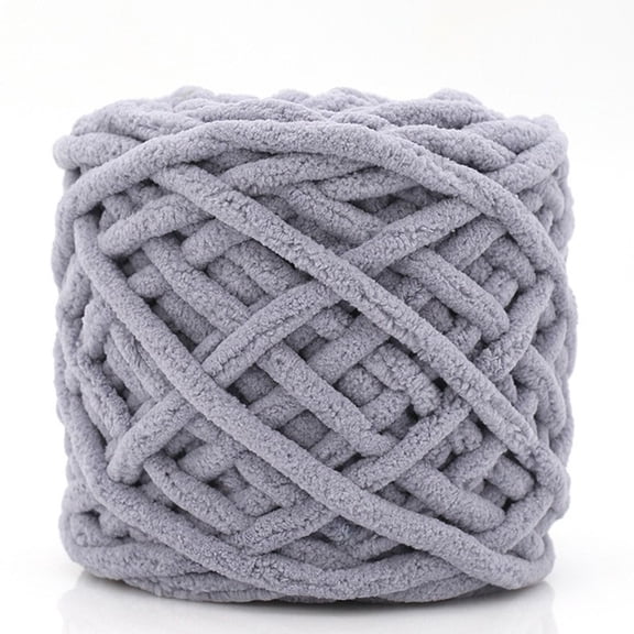 Chunky Chenille Yarn For Crocheting, Bulky Thick Fluffy Yarn For Knitting,Super Bulky Chunky Yarn For Hand Knitting Blanket, Soft Plush Yarn- Amigurumi Yarns Grey