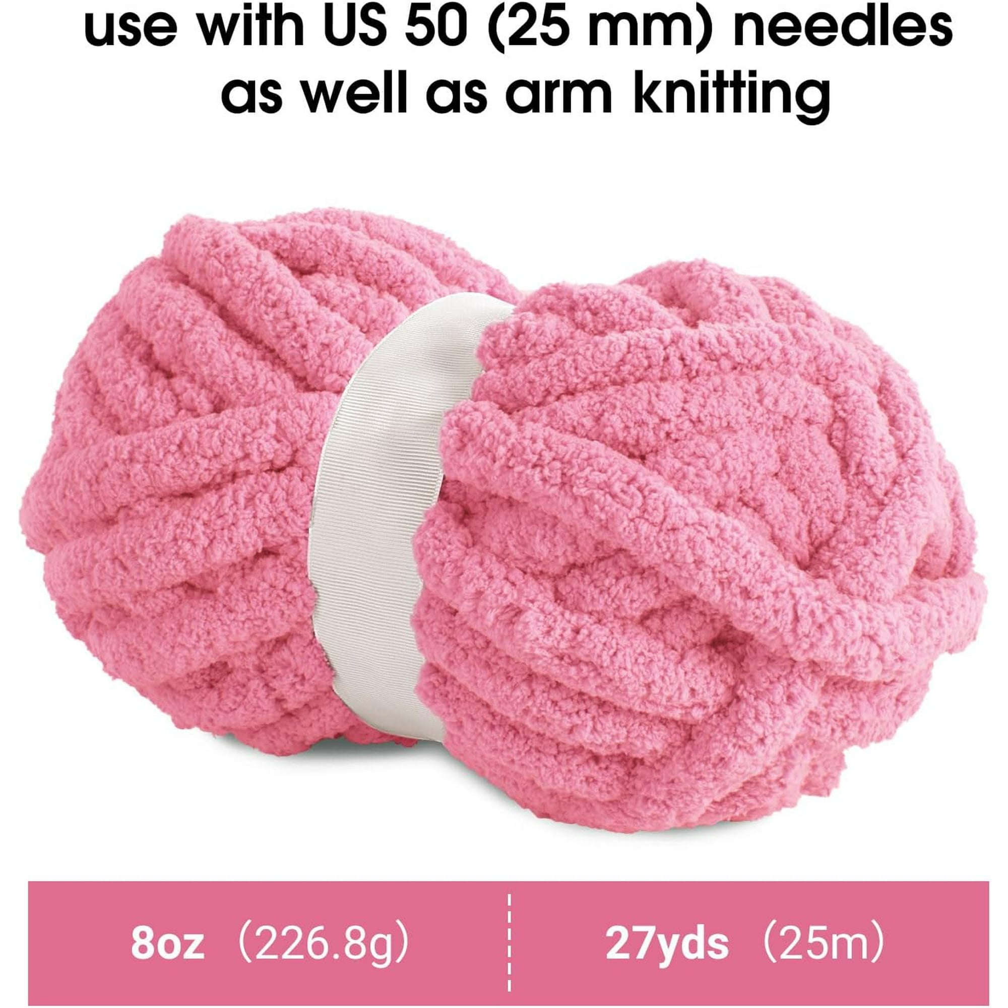Mainstays Chunky Chenille Yarn 31.7 yd Light Pink 100 Polyester Super Bulky Pack of 4 Walmart