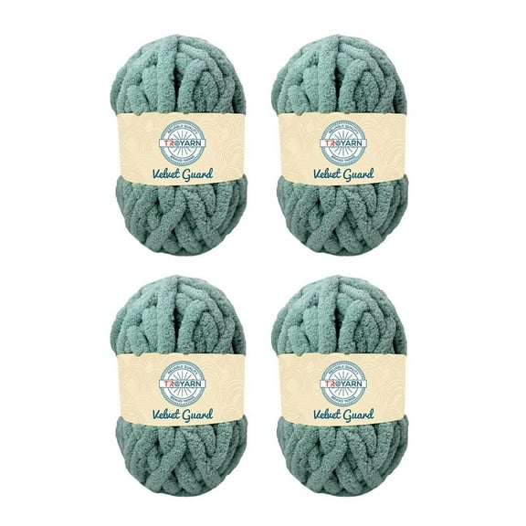 Chunky Chenille Yarn by Troyarn,Super Bulky, Soft, Fluffy Plush Yarn Crocheting, Knitting, Hand Knitting, Blanket Making, Jumbo Skeins for Arm Knitting, Home Décor-4x200gr / 4x28yd(121103-Mint)