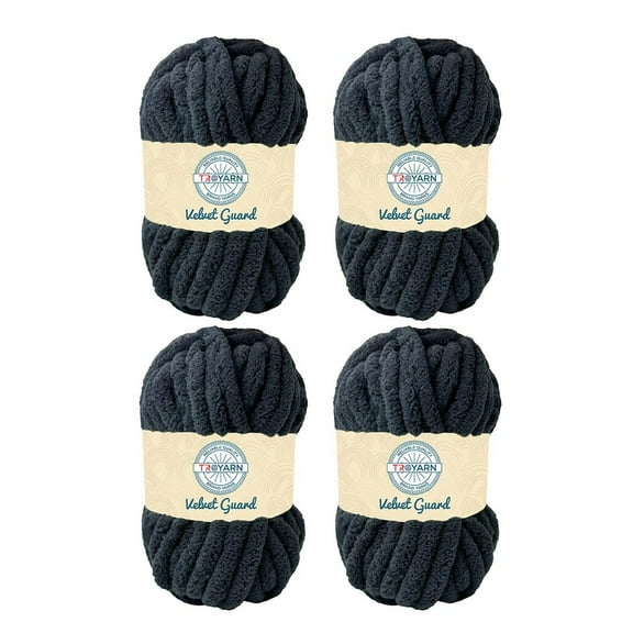 Chunky Chenille Yarn by Troyarn,Super Bulky, Soft, Fluffy Plush Yarn Crocheting, Knitting, Hand Knitting, Blanket Making, Jumbo Skeins for Arm Knitting, Home Décor-4x200gr / 4x28yd(121112-Anthracite)