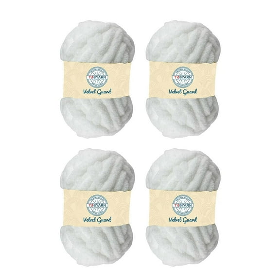 Chunky Chenille Yarn by Troyarn,Super Bulky, Soft, Fluffy Plush Yarn Crocheting, Knitting, Hand Knitting, Blanket Making, Jumbo Skeins for Arm Knitting, Home Décor-4x200gr / 4x28yd(121100-Ecru)