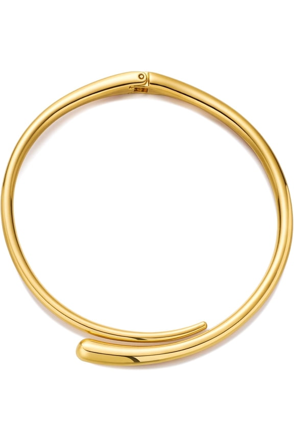 Chunky Choker Collar Necklace for Women Gold Silver Teardrop Choker Necklace Spring Open Cuff Necklace Metal Statement Necklace