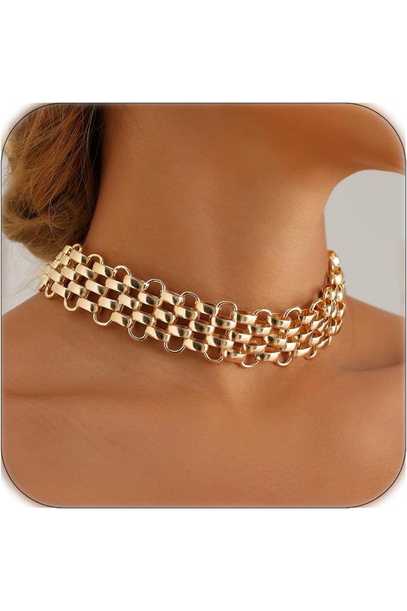 Chunky Choker Necklace for Women Punk Thick Paperclip Chain Necklace Chunky Trendy Jewelry