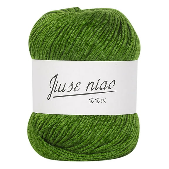 Chunky Colorful Milk Cotton Yarn for Baby Knitwear, Soft Hand Knitting Crochet Wool for Scarves Blankets, Skin-Care Wool Blend for Sensitive Skin Diy Projects (3Pcs) Olive Green
