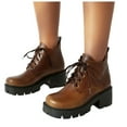 thumbnail image 1 of Chunky Combat Boots for Women Classic Retro Leather Wide Width Leather Platform Riding Ankle Booties All Season, 1 of 8