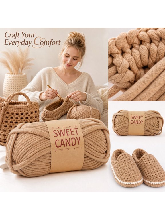 Chunky Crochet Fabric Yarn Knitting T-Shirt Yarn Thick Weaving Thread One Ball For DIY Handcraft Supplies Slippers Bags