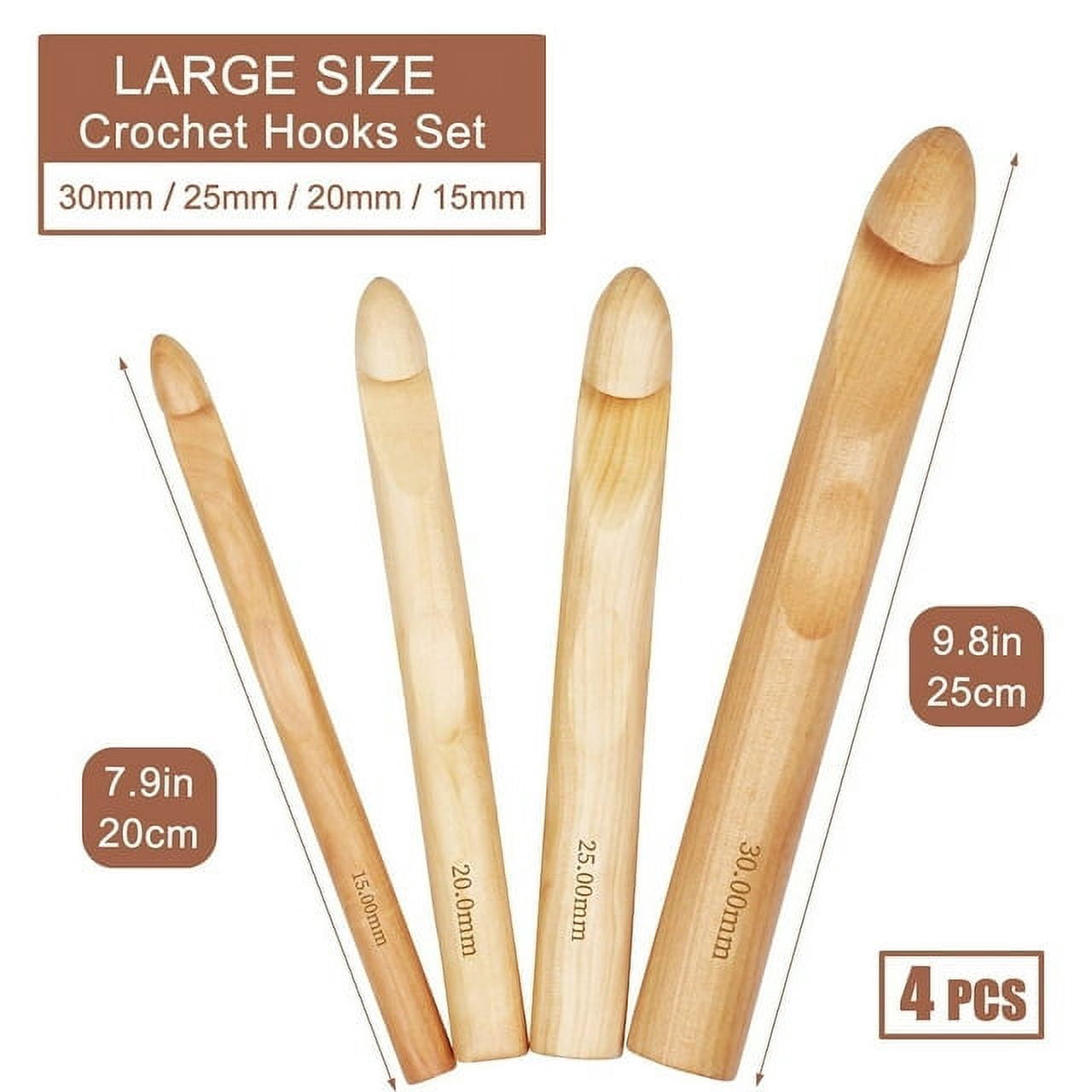 Large Wood Crochet Hook – 30mm Chunky Hook For Big Yarn, Perfect For Making Rugs, Pet Blankets & Cozy Scarves!