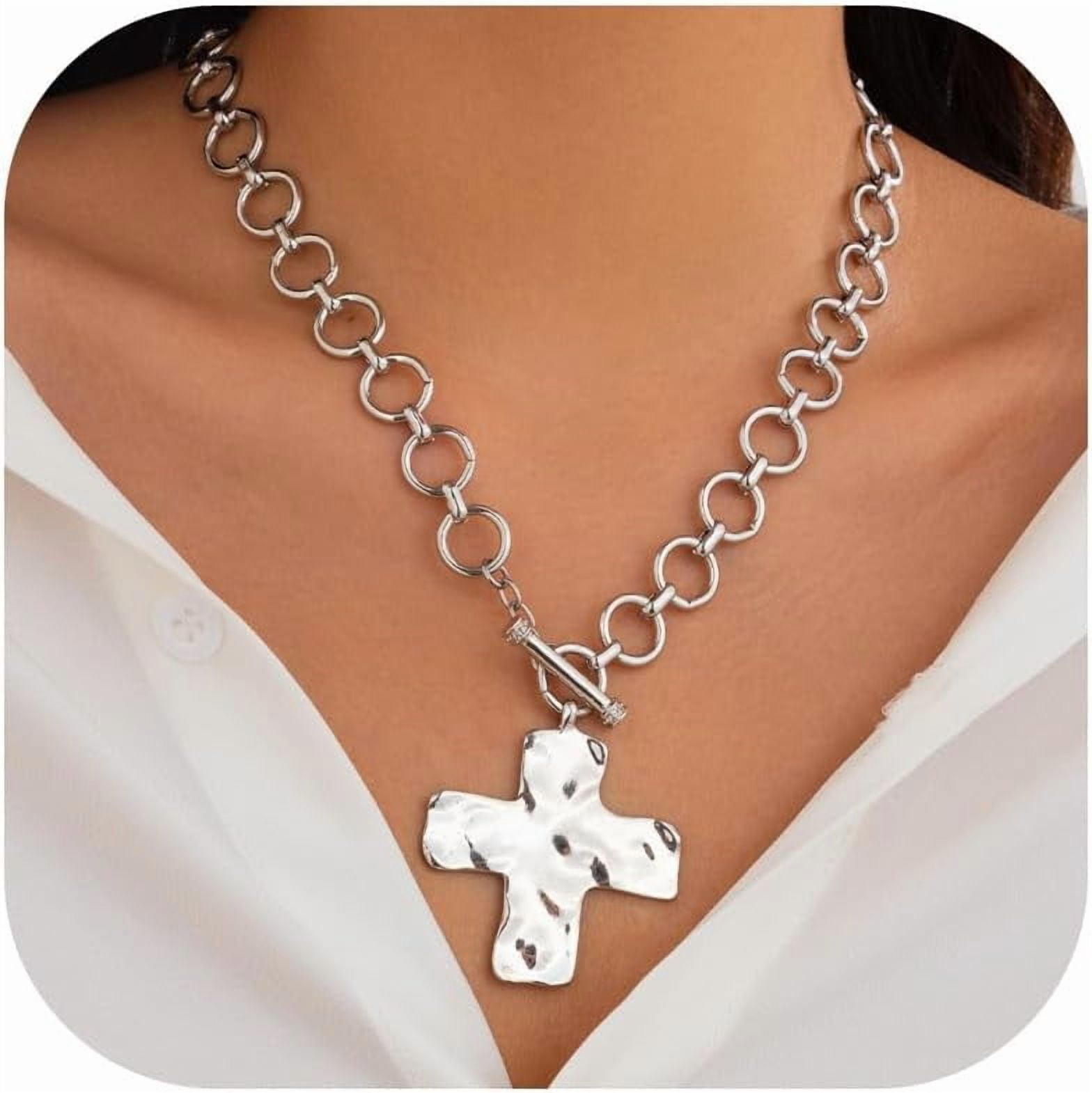 Chunky Cross Necklace for Women Chunky Gold Necklaces Big Cross