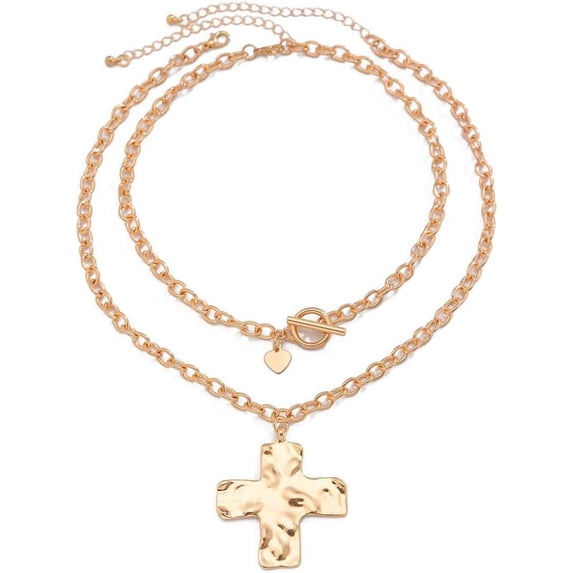Chunky Cross Necklaces for Women Big Cross Necklace Gold Cross Necklace Chunky Silver Necklace Trendy Statement Jewelry