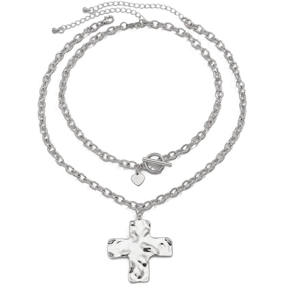 Chunky Cross Necklaces for Women Big Cross Necklace Gold Cross Necklace Chunky Silver Necklace Trendy Statement Jewelry