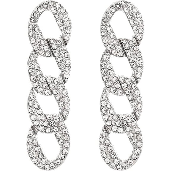 Chunky Cuban Chain Link Dangling Earrings For Women Fashion 18K Gold Silver Plated Vintage Curb Minimalist Cool Dangle Drop Stud Earrings Jewelry[Z1]