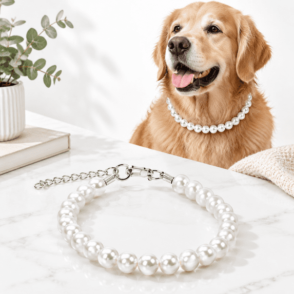 Chocker Wire Chunky Dog Necklace (beads 19mm) With Strong Stainless Steel Wire Rope ...
