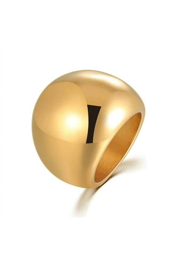 Chunky Dome Ring for Women,Stackable Thick Brand 14K Yellow Gold Statement Jewelry Gift