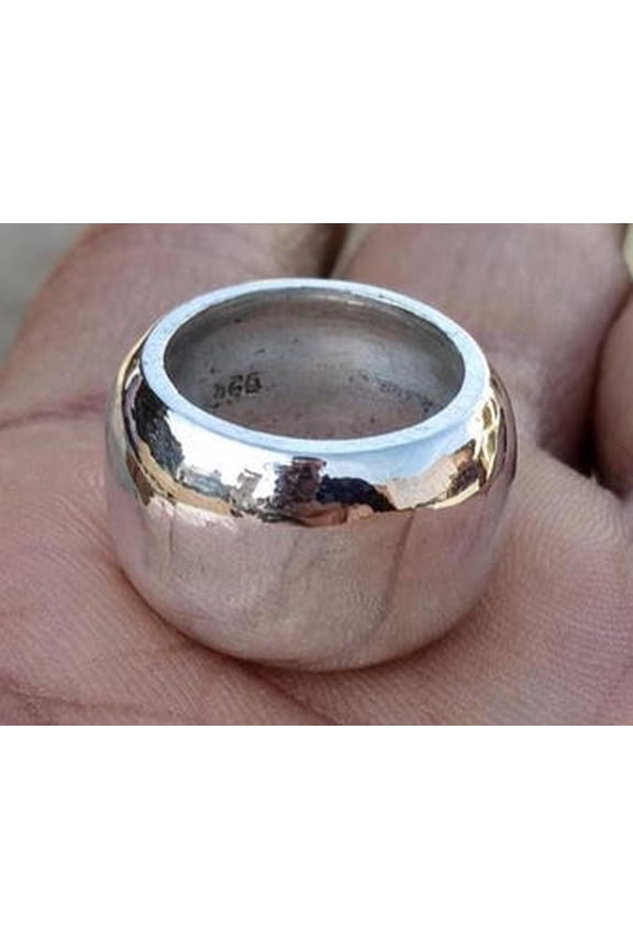Chunky Dome Silver Band â€“ Wide Comfort Fit Band Handmade Minimalist Unisex Statement Jewelry
