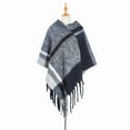 thumbnail image 1 of Chunky Fringe Plaid Poncho, Oversized Pullover Cape Shawl for Women, Winter Wrap,75*68cm,10, 1 of 44