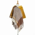 thumbnail image 1 of Chunky Fringe Plaid Poncho, Oversized Pullover Cape Shawl for Women, Winter Wrap,75*68cm,13, 1 of 44