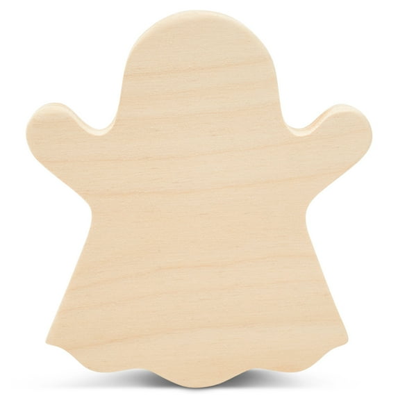 Chunky Ghost Wooden Cutout 4 x 3-1/2-inch, Pack of 10 Craft Ghosts, Halloween Wood Cutouts for Fall Decor Tiered Tray, by Woodpeckers