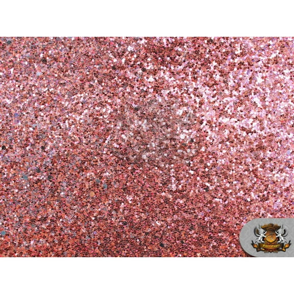 Chunky Glitter Large Stargem Crafting Sparkle Faux Leather Shiny 3D Fabric For Hair Bows, Hair Clips & Bag, Pouch, Earring /54" W/ By The Yard (PINK)