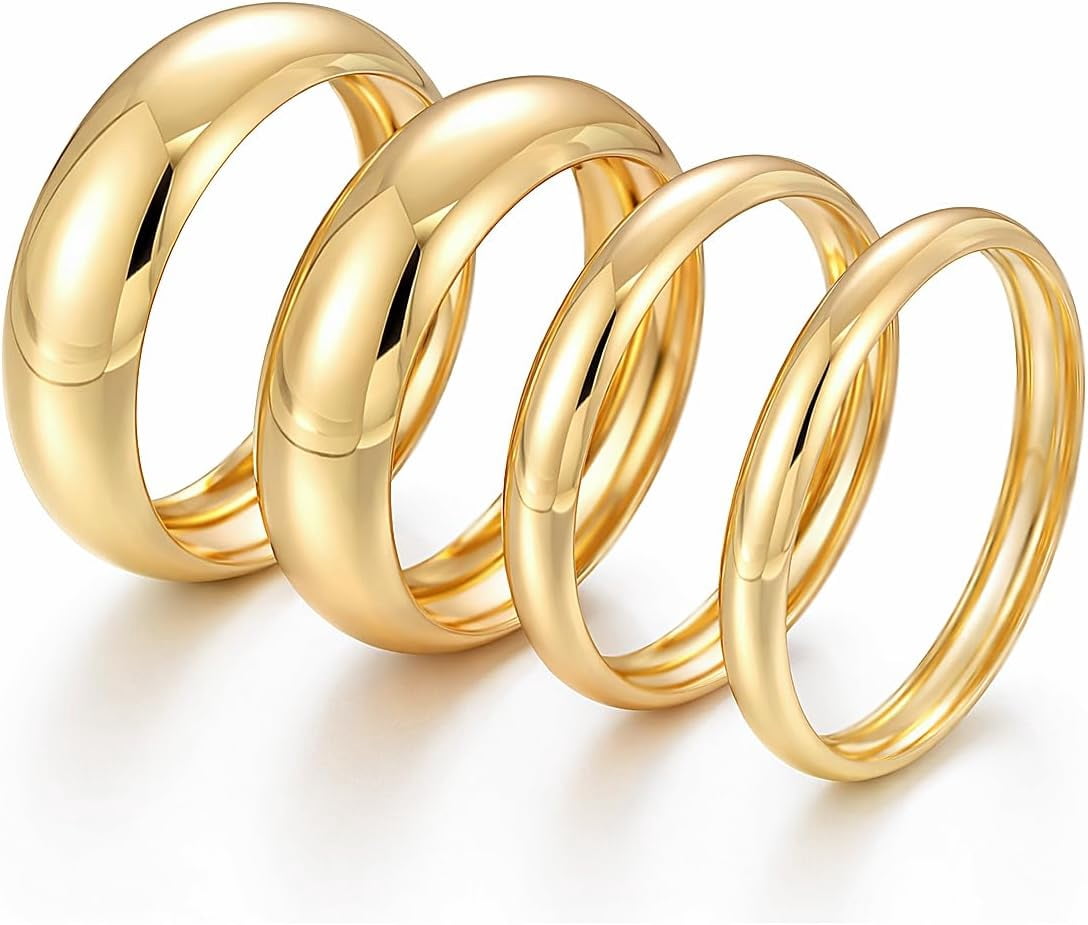 Chunky Gold Bangle Bracelets for Women, Dainty 14k Gold Plated Big ...