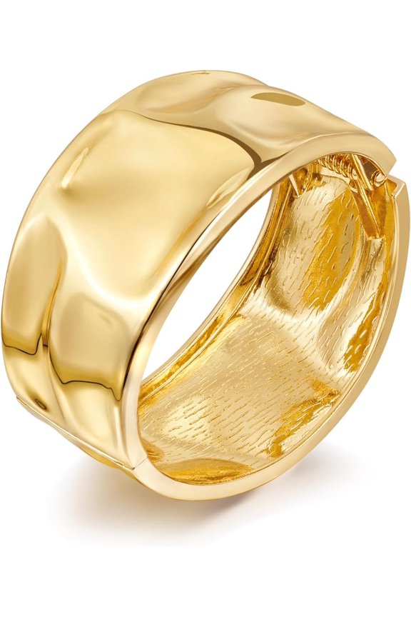 Chunky Gold Bangle Bracelets for Women Thick Wide Hinged Cuff Bracelets Vintage Statement Gold Bracelet Twisted Hammered Wrist Arm Cuff Bracelets