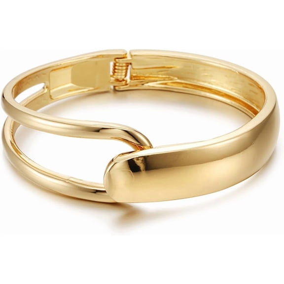 Chunky Gold Bracelet - Tear Drop & Cuff Bracelet - Polished Twisted Hinged Bangle - Wide Wrist Cuff - Irregular Twisted Bangles for Women